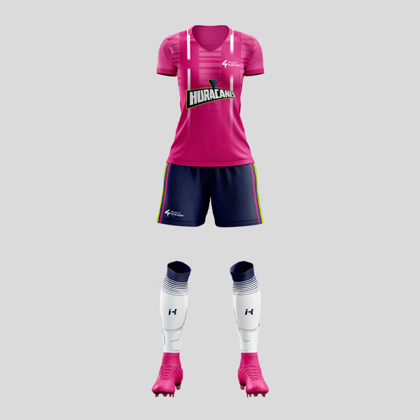 Uniforme futbol Niñas Picacho McGregor School (Segunda  opcion de juego  Jersey rosa y short franjas laterales rosas)