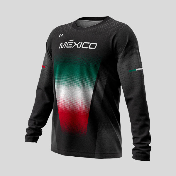 Playera Manga Larga Caballero Black "Ponte la de México" 4.0