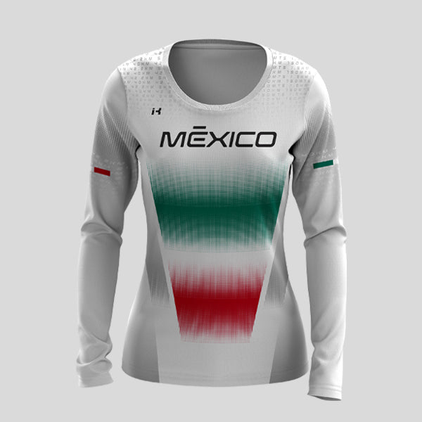 Playera Manga Larga Dama White "Ponte la de México" 4.0