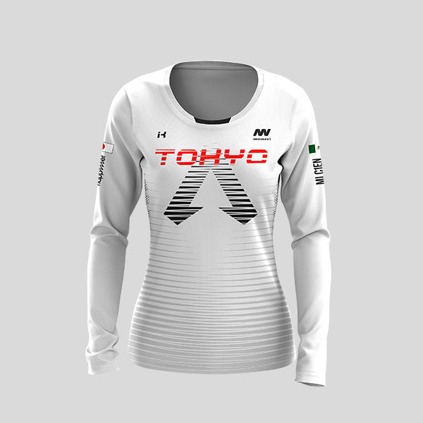 ARDENNAS 2.0 Playera Blanca Manga Larga Dama Competition Edicion Maraton Tokyo