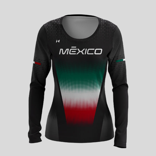 Playera Manga Larga Dama Black "Ponte la de México" 4.0